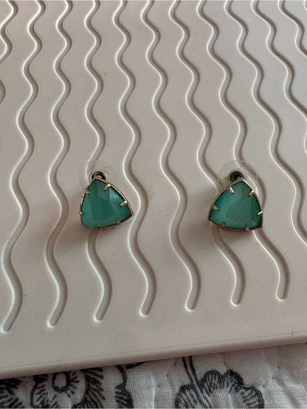 Triangular Mint Green Stud Earrings - Women's Jewelry